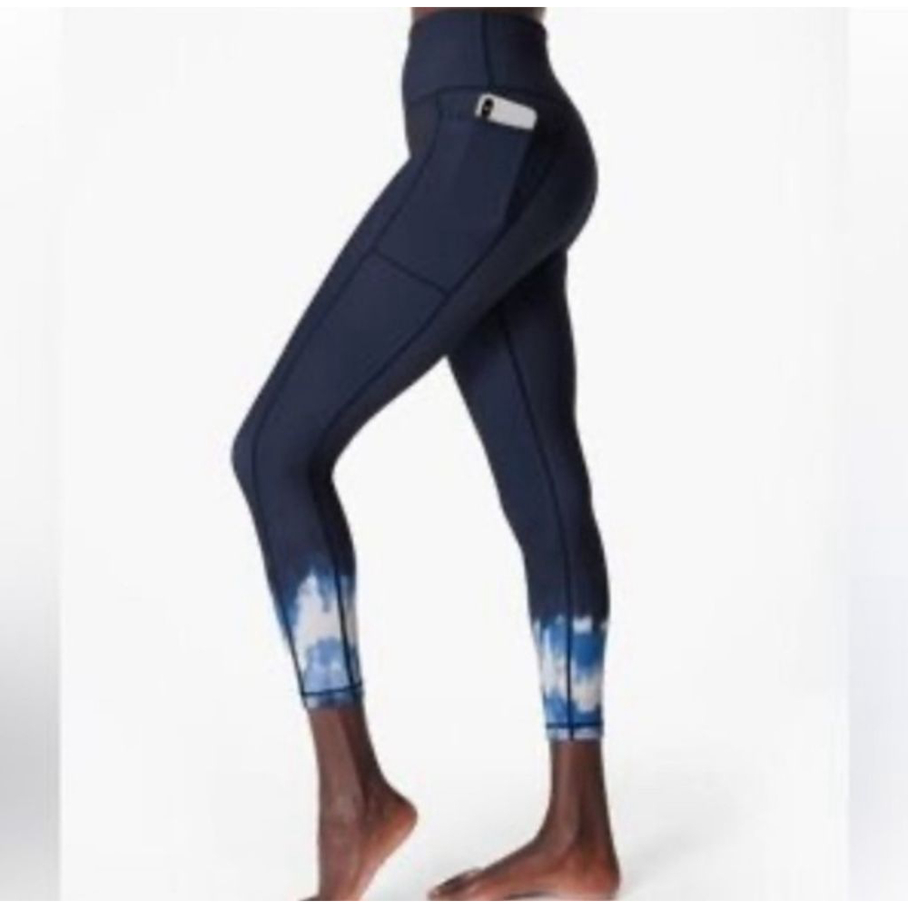 SWEATY BETTY Blue Tie-Dye Super‎ Sculpt 7/8 Leggings Size S 171